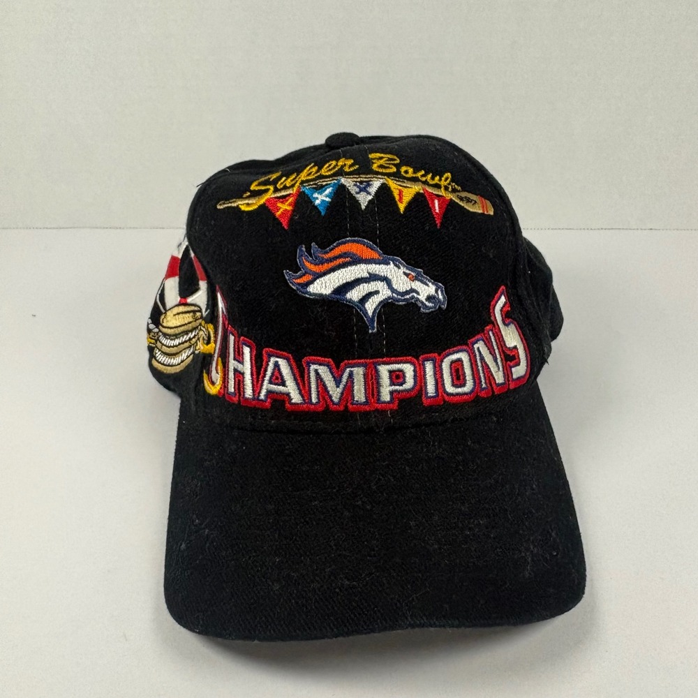 Logo Athletic Hat Denver Broncos Mens OSFA Black Super Bowl XXXII Champions Cap